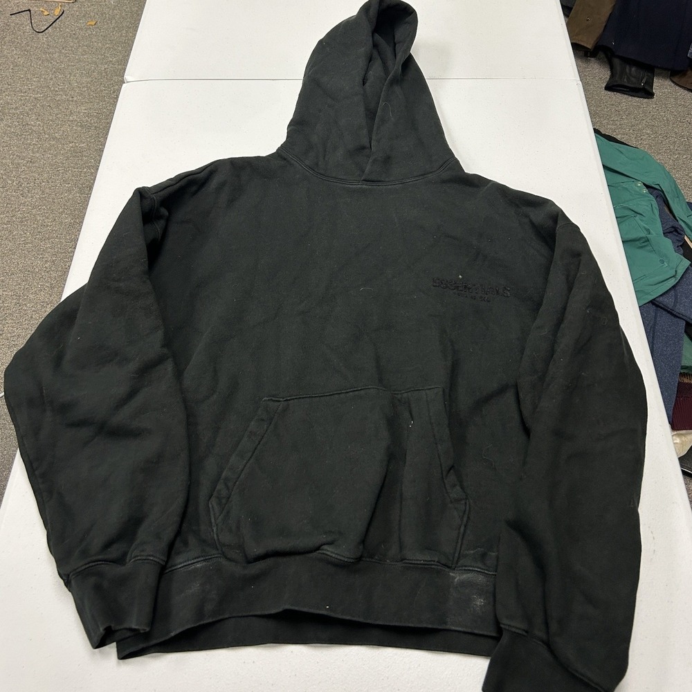 Fear of God Essentials Hoodie Mens Medium Black Back Logo Pullover